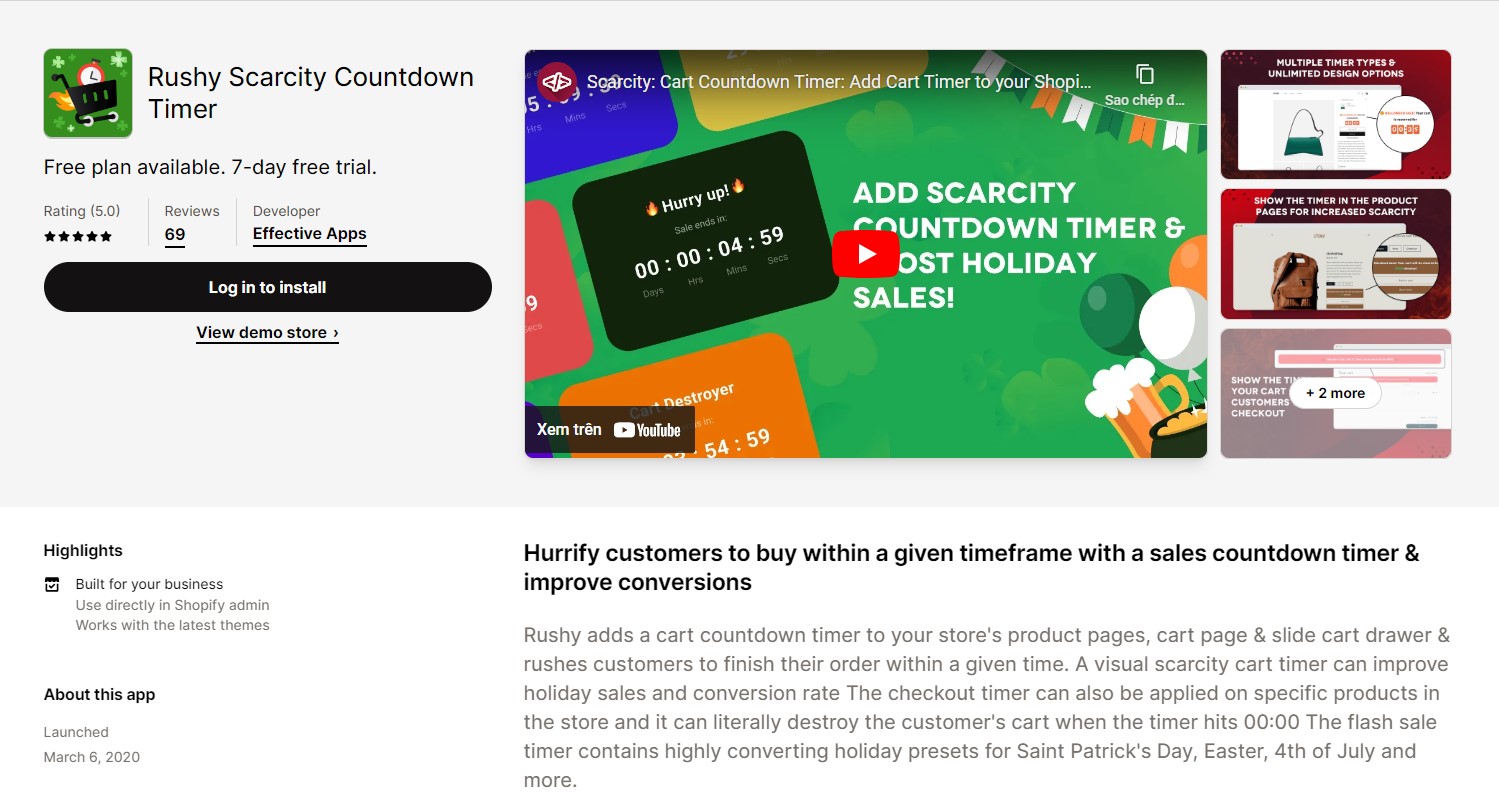 Rushy Scarcity Countdown Timer